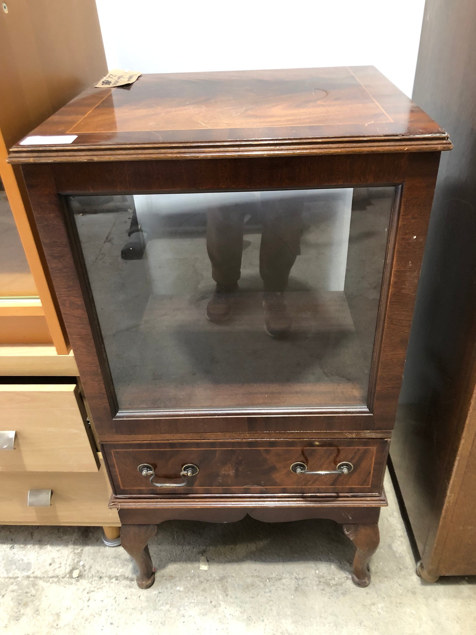 Vintage Mahogany Veneer Display Cupboard