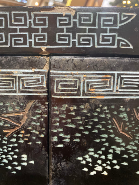 Chinese Mother of Pearl Black Lacquer Medicine Cabinet