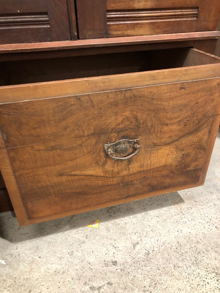 Antique Wardrobe with Walnut Panels