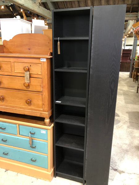Tall Slim Black Bookcase