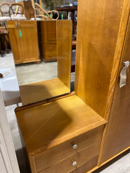 Vintage Single Wardrobe with 3 Drawers & Mirror