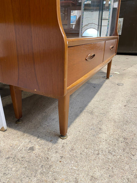 Mid Century 2 Drawer Teak Display Bookcase