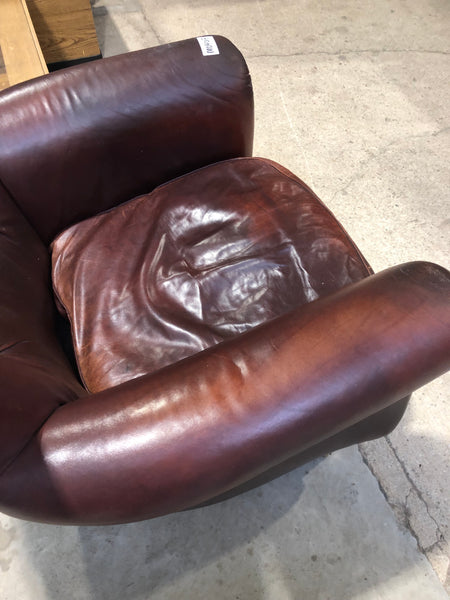 Oxblood Leather Buttonback Armchair