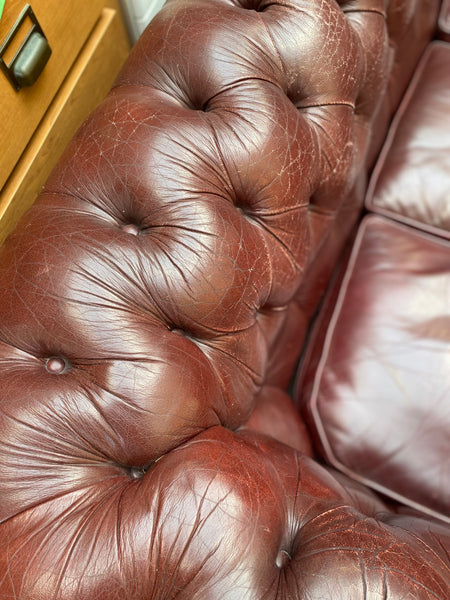 GHC - Chesterfield Style Oxblood Leather Sofa