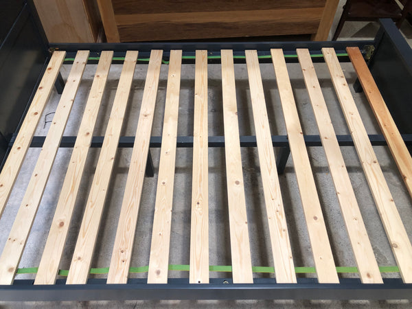 Blue Wooden Double Bed - REF