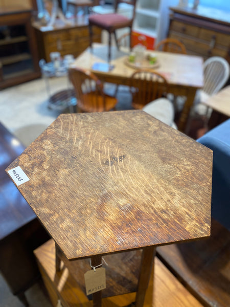 Antique Oak Hexagonal Side Table
