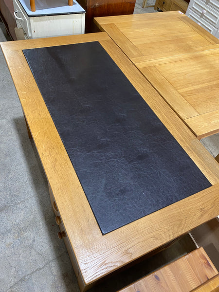 Solid Oak Desk with Leather Top