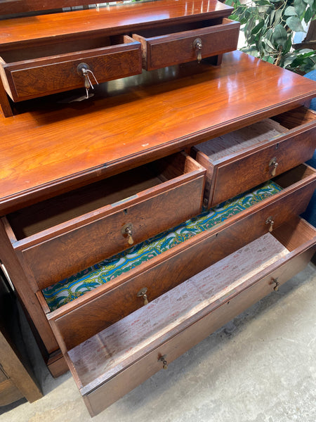 Antique Oak Dressing Chest with Mirror
