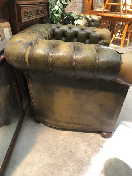 Green Leather Chesterfield Club Chair - PROJECT