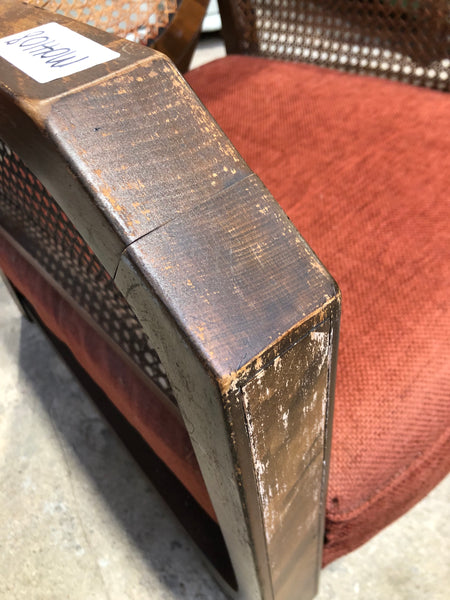 Art Deco Cane & Walnut Framed Armchair