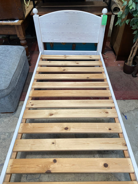 REF - White Painted Wooden Single Bedframe