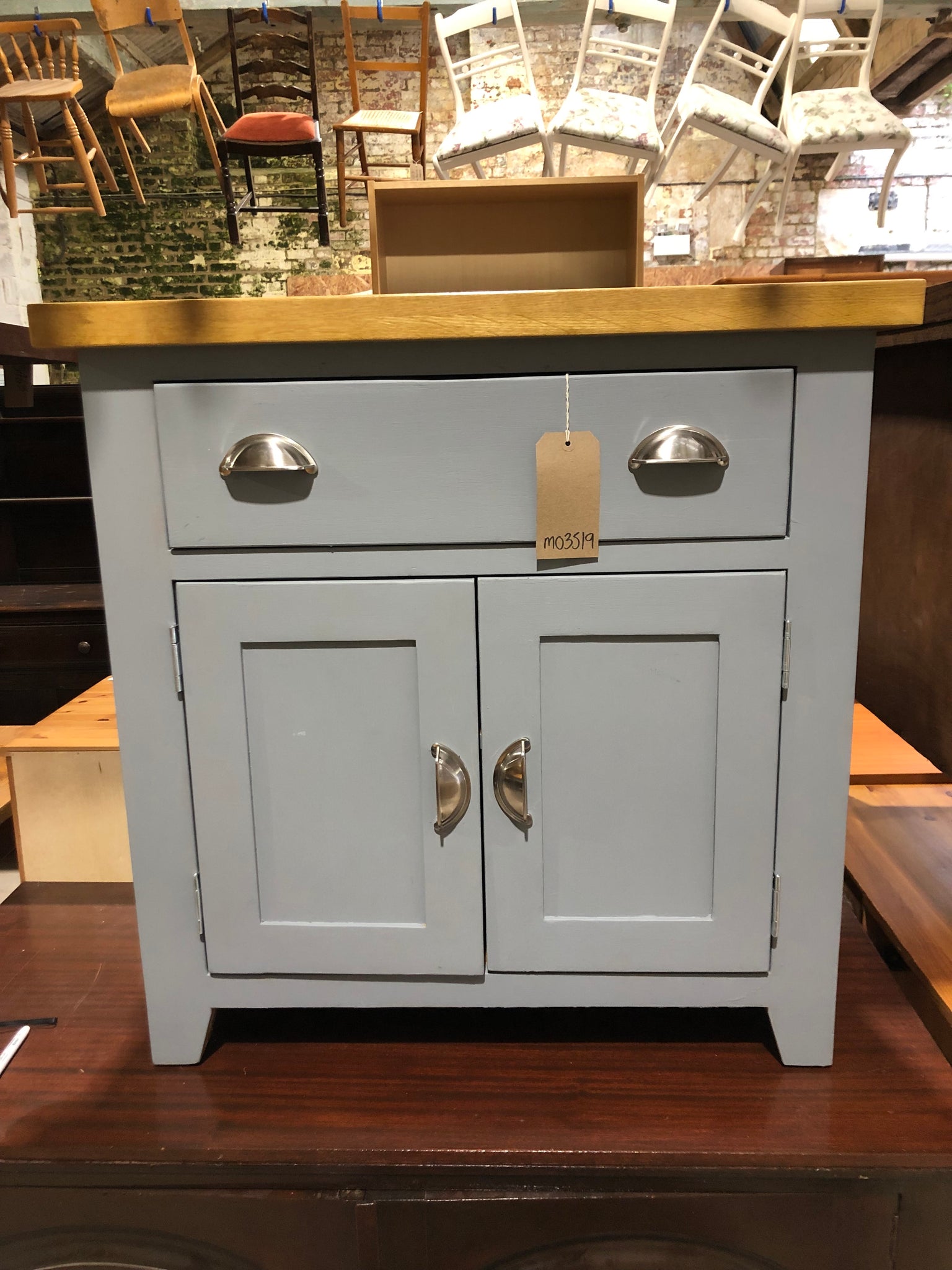 Solid Oak Grey Compact Sideboard