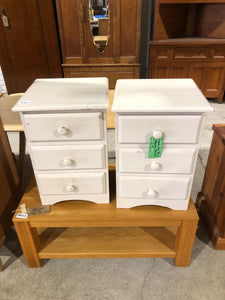 Cream Pine Pair of Bedside Drawers - REF