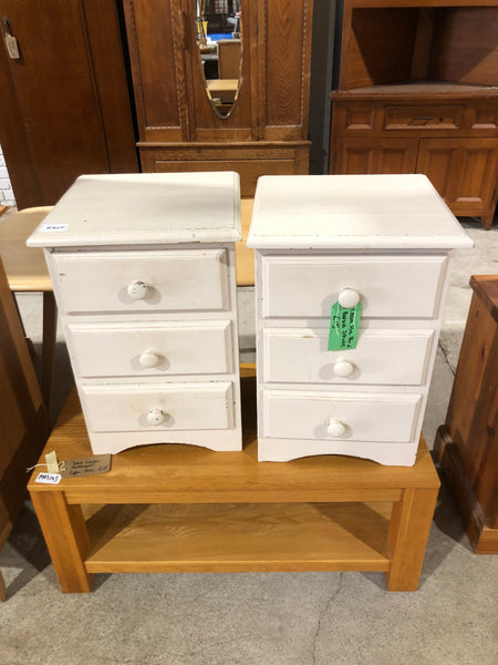 Cream Pine Pair of Bedside Drawers - REF