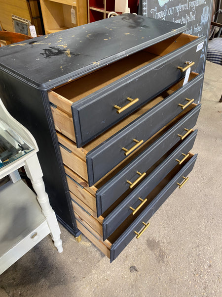 Black Painted Chest of Drawers