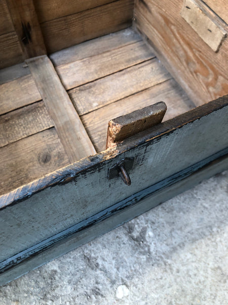 Blue Painted Wooden Chest