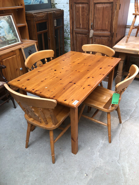 REF - Pine Dining Table & 4 Chairs