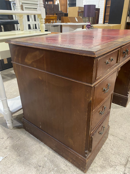 Red Leather top Captains Desk