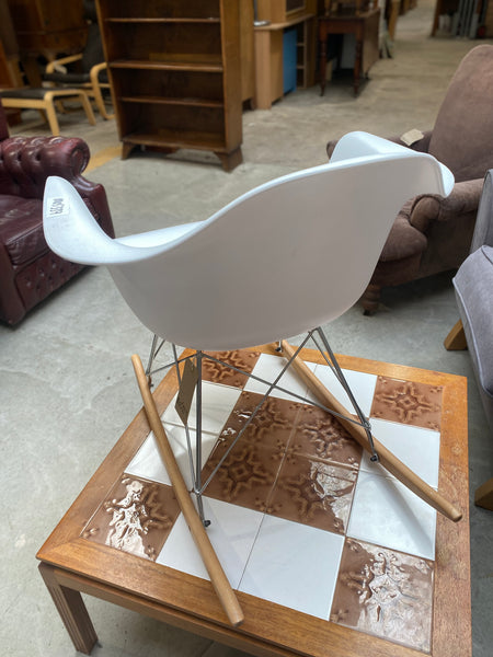 Eames Style White Plastic Rocking Chair