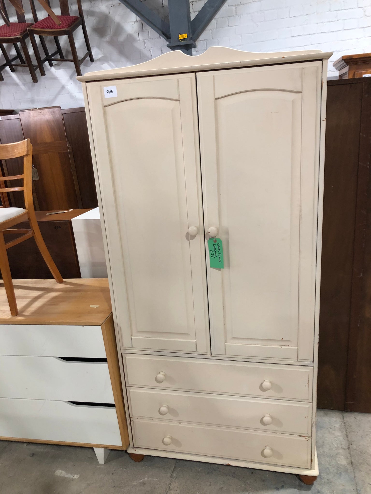 Pine Painted Wardrobe - REF