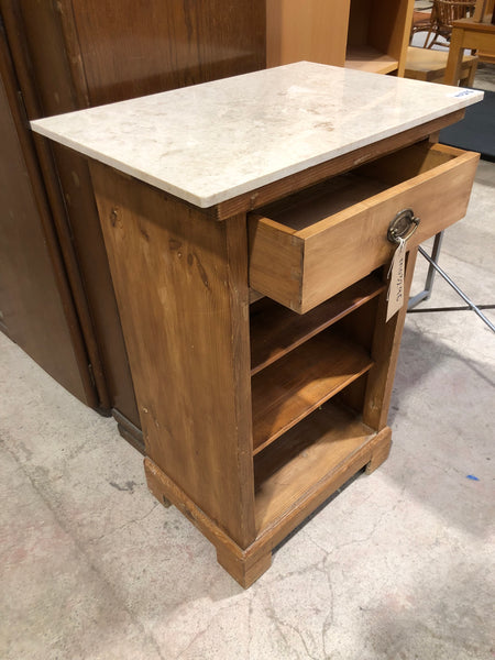 Marble Topped Pine Rustic Storage Unit
