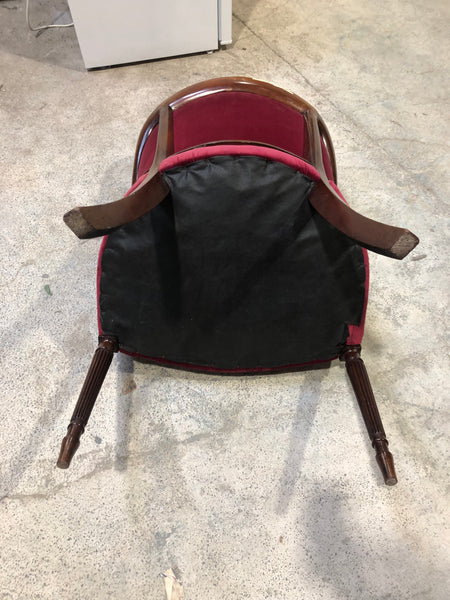 Vintage Red Velvet Carver Chair