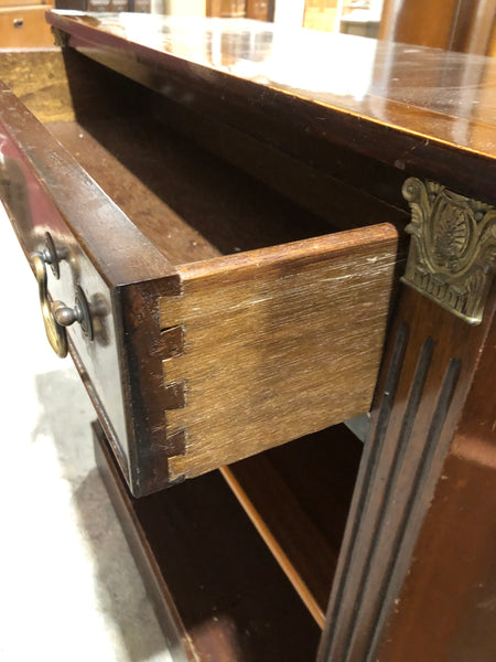 Vintage Inlaid Bookshelf with Shell and Brass Detail - GHC