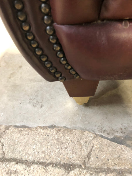 Oxblood Leather Buttonback Armchair