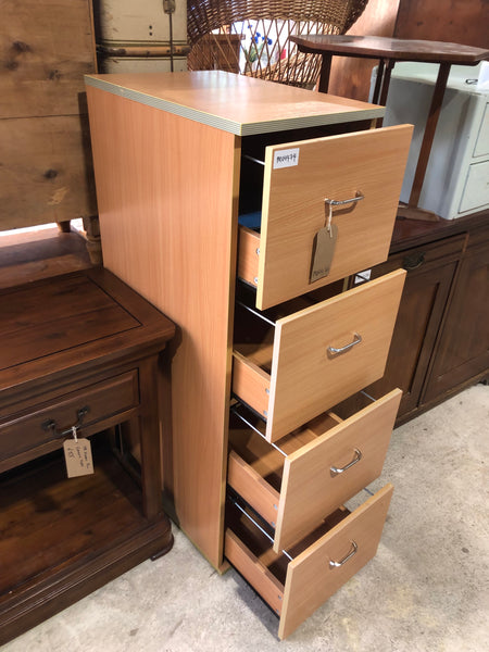 Tall Veneer 4 Drawer Filing Cabinet