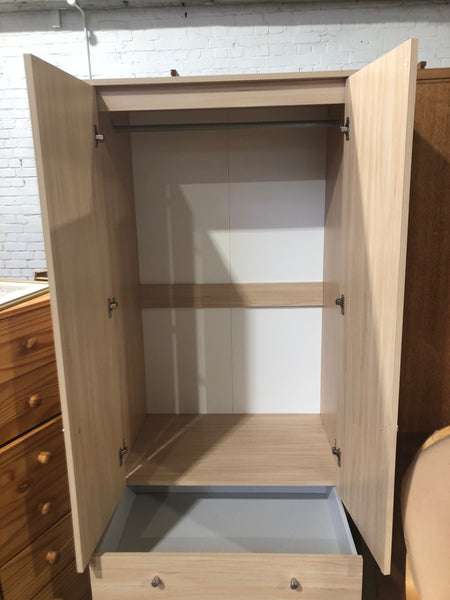 Pale Wooden Wardrobe with Drawers - REF