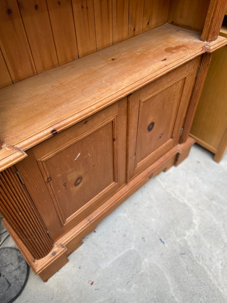 Solid Pine Bookcase with Cupboard