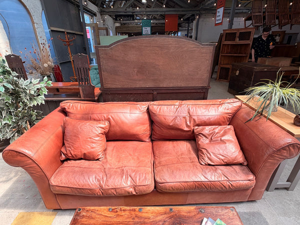 Brown Leather Two Seat Sofa
