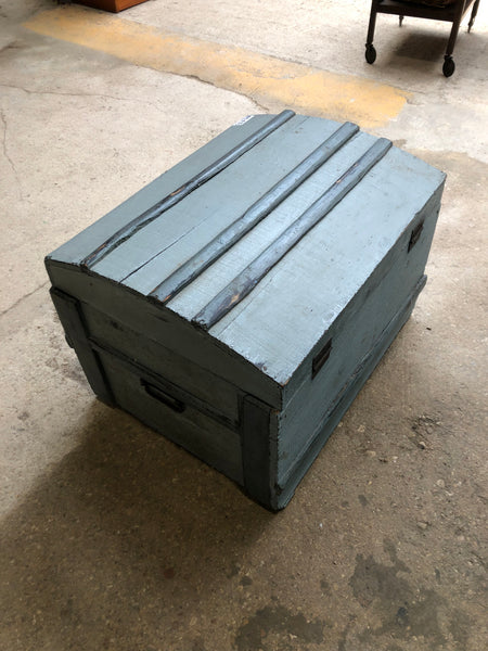 Blue Painted Wooden Chest