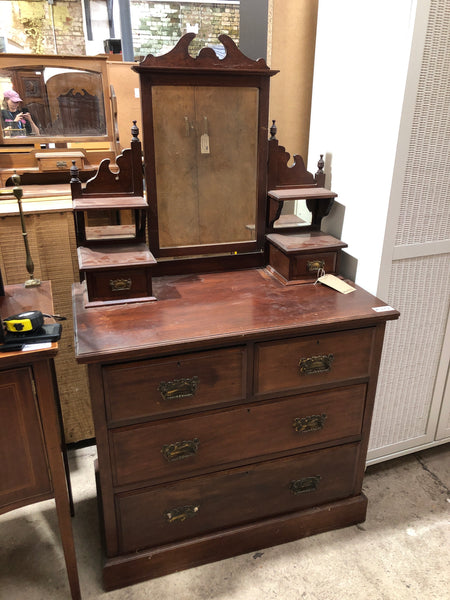GHC - Antique Chest of Drawers with Mirrored Upstand