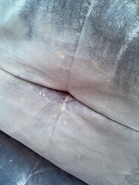 Blue Suede L Shaped Corner Sofa