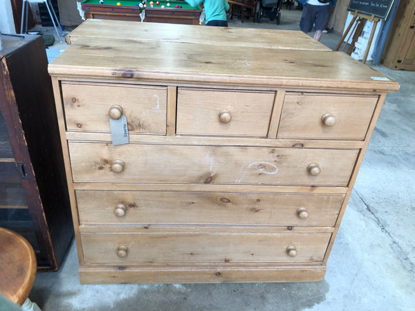 Solid Rustic Pine Large Chest of Drawers