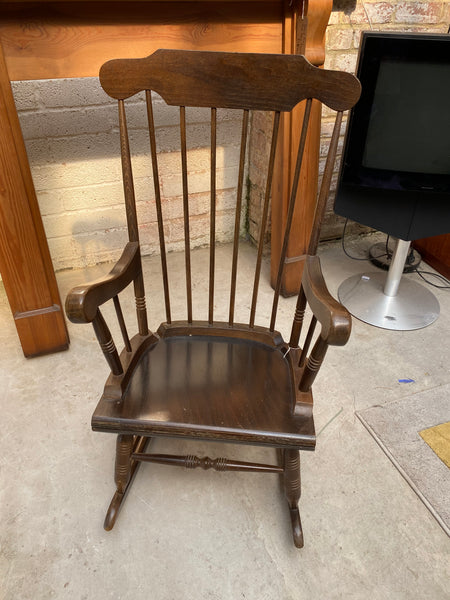 Antique Spindle Back Farmhouse Rocking Chair