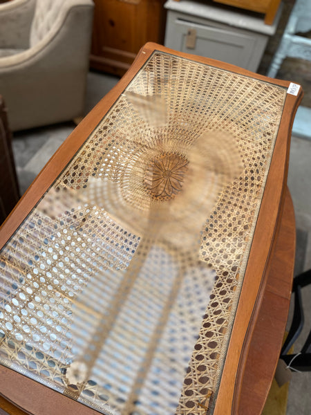 Carved Wicker Top Coffee Table