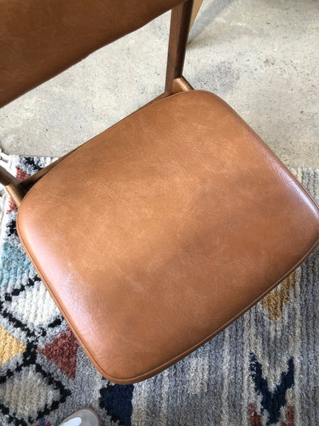 Mid Century Teak & Leather Look Dining Chairs - GHC