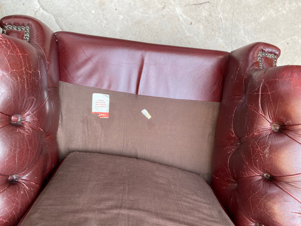 GHC - Chesterfield Style Oxblood Leather Wingback Armchair