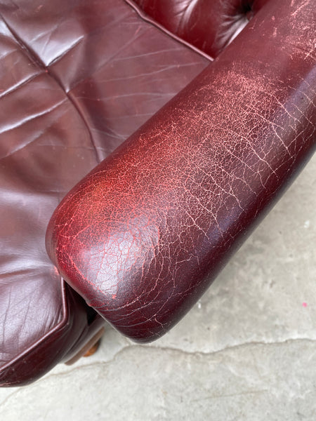 GHC - Oxblood Leather Button back Wingback Armchair