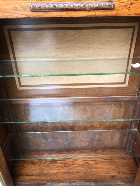 GHC - Antique Glass Fronted Small Oak Display Cabinet