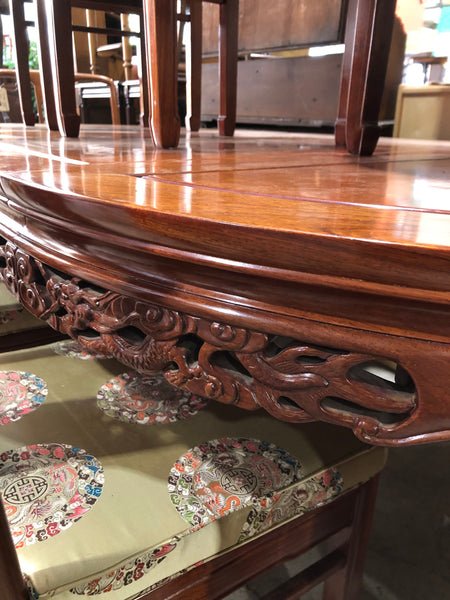 GHC - Oriental Carved Detail Extending Dining Table & 8 Chairs