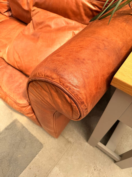 Brown Leather Two Seat Sofa