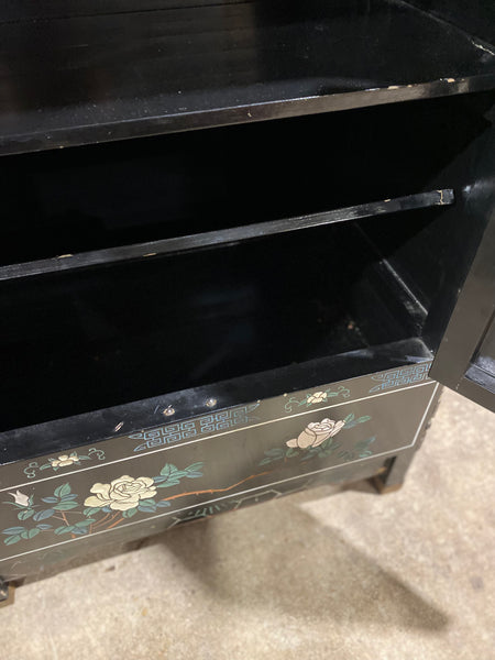 Chinese Mother of Pearl Black Lacquer Medicine Cabinet