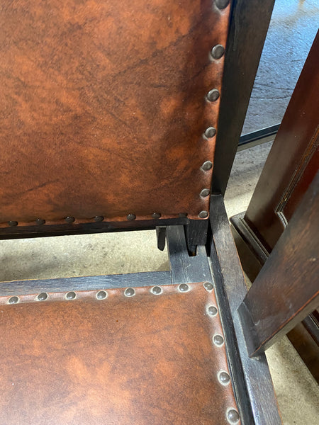 Oak and Leather Antique Recliner