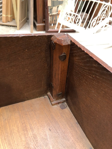 Antique Carved Oak Box Desk on Stand