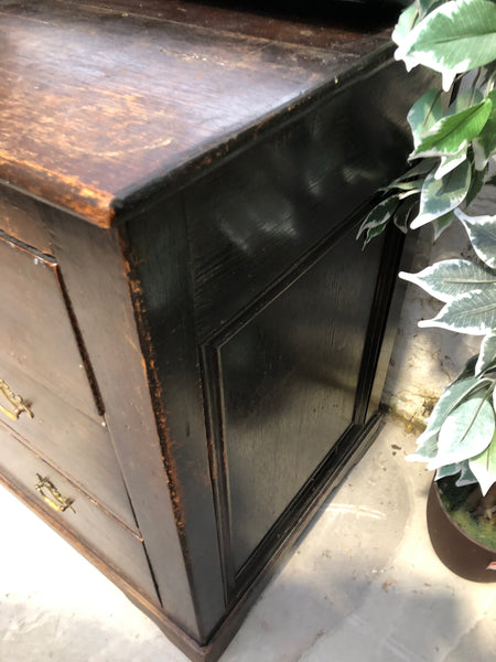 Antique Oak Chest of Drawers with Display Shelving