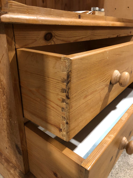 Tall Pine Wardrobe with Two Drawers