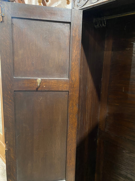 Antique Carved Oak Hall Wardrobe